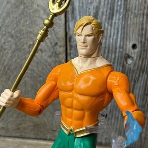 DC Direct Aquaman JLA Series 1 Action Figure 2003 Orange Green Trident w/ Stand